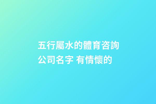 五行屬水的體育咨詢公司名字 有情懷的-第1張-公司起名-玄機派